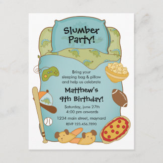 Boys Sleeping Bag Birthday Invitation