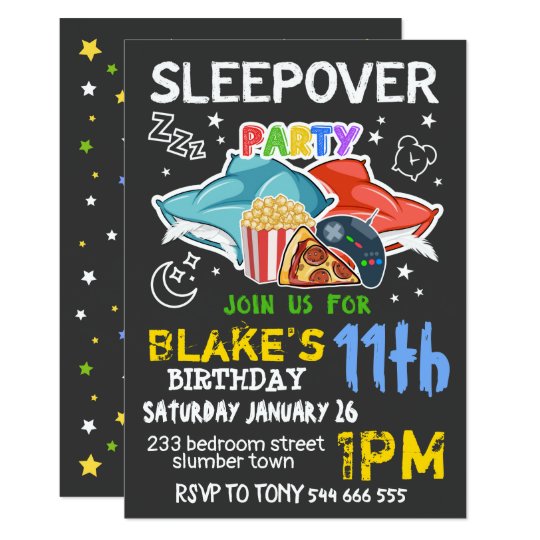 Boys Sleepover Invitation SLEEPOVER BIRTHDAY
