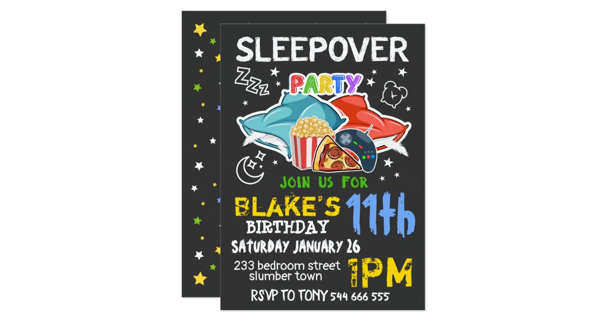boys sleepover invitation sleepover birthday zazzlecom