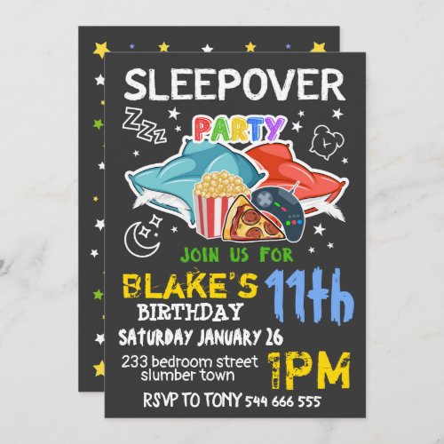 Boys Sleepover Invitation _ SLEEPOVER BIRTHDAY