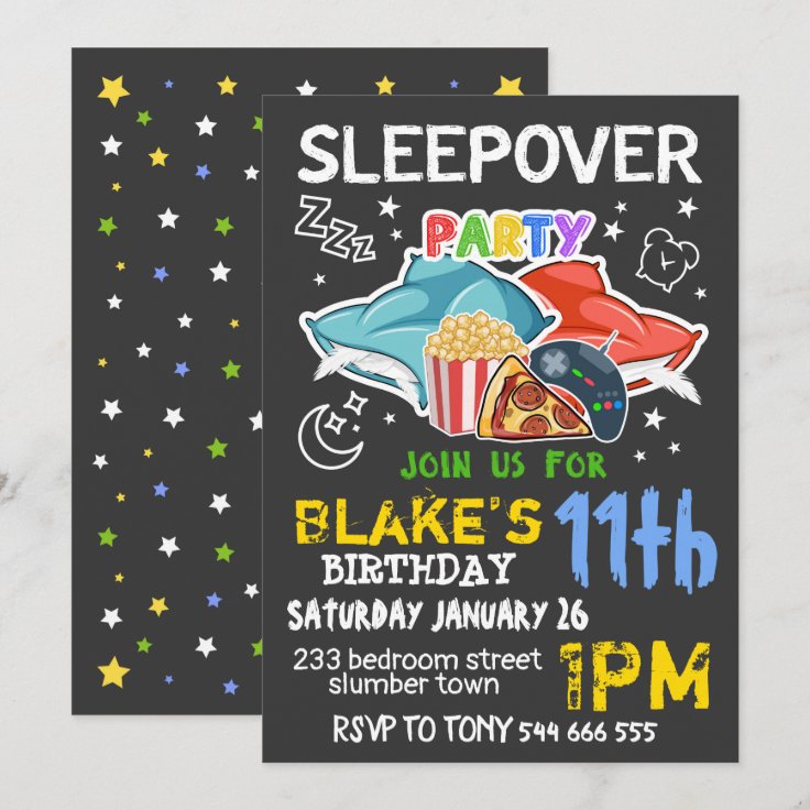 Boys Sleepover Invitation - SLEEPOVER BIRTHDAY | Zazzle
