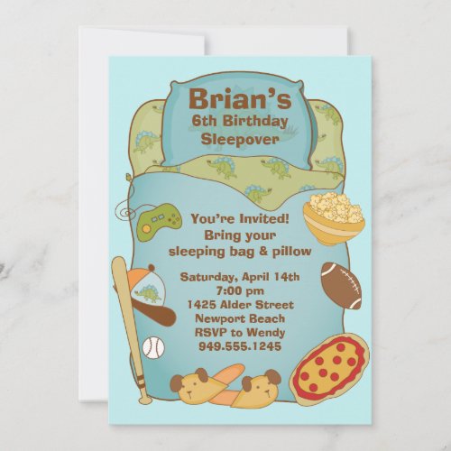 Boys Sleepover Party Invitation