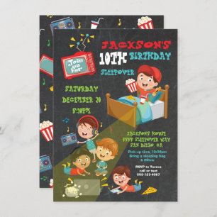 Boys Sleepover Slumber birthday party Invitation