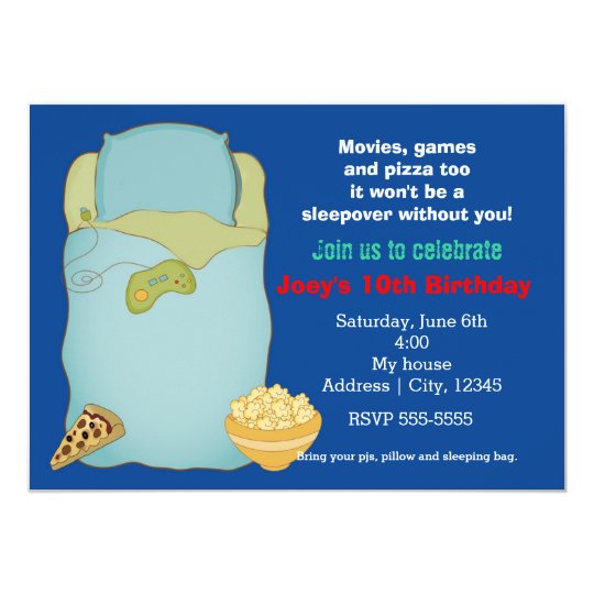 boys sleepover slumber party birthday invitation zazzle com boy sleepover invitations