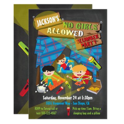 boys sleepover invitation