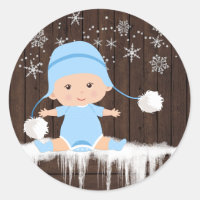 Boys Snowflake Baby Shower Stickers