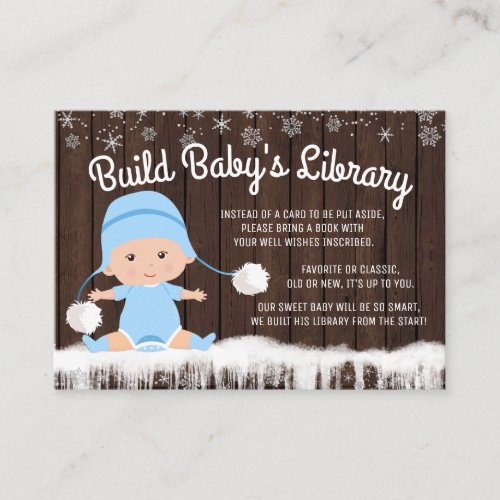 Boys Snowflake Bring a Book Baby Shower Cards