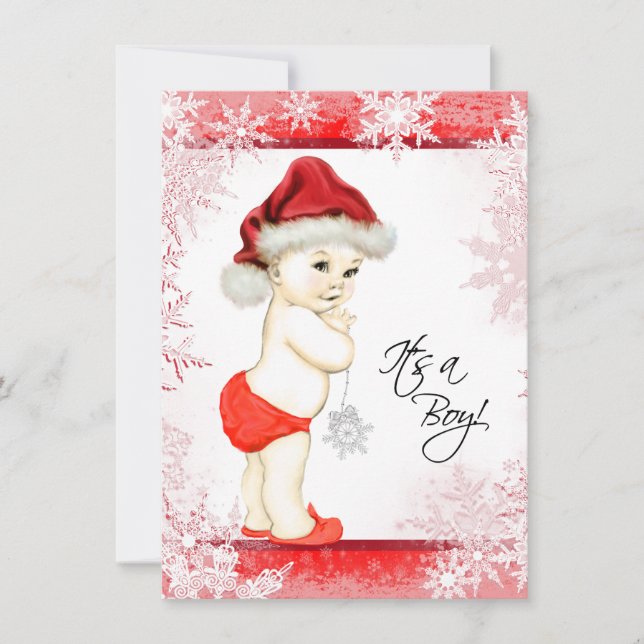 Boys Snowflake Christmas Baby Shower Invitation (Front)