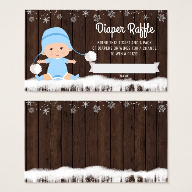 Boys Snowflake Diaper Raffle Tickets