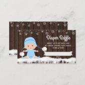 Boys Snowflake Diaper Raffle Tickets Enclosure Card (Front/Back)
