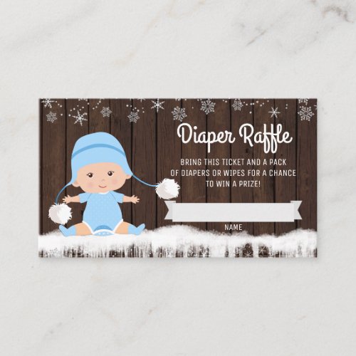 Boys Snowflake Diaper Raffle Tickets Enclosure Card