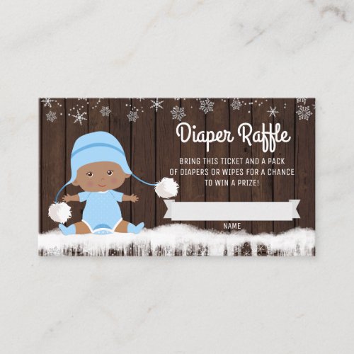 Boys Snowflake Diaper Raffle Tickets Enclosure Card