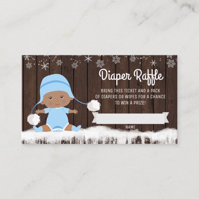 Boys Snowflake Diaper Raffle Tickets Enclosure Card (Front)