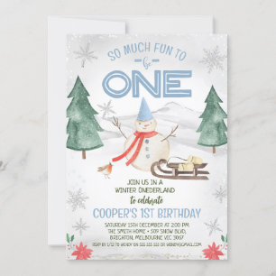 Boys Snowman Winter Onederland Birthday Invitation