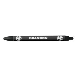 Boys Soccer Ball Black Stylish Custom Name Kids Pen