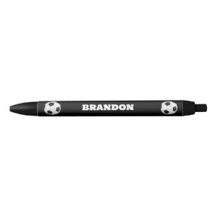 Boys Soccer Ball Black Stylish Custom Name Kids Pen