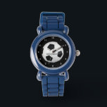 Boys Soccer Ball Black Stylish Custom Name Kids Watch<br><div class="desc">Soccer ball watch for kids. Custom,  Kids,  Name,  steel black leather boys watch. Personalize it with your child's name.</div>