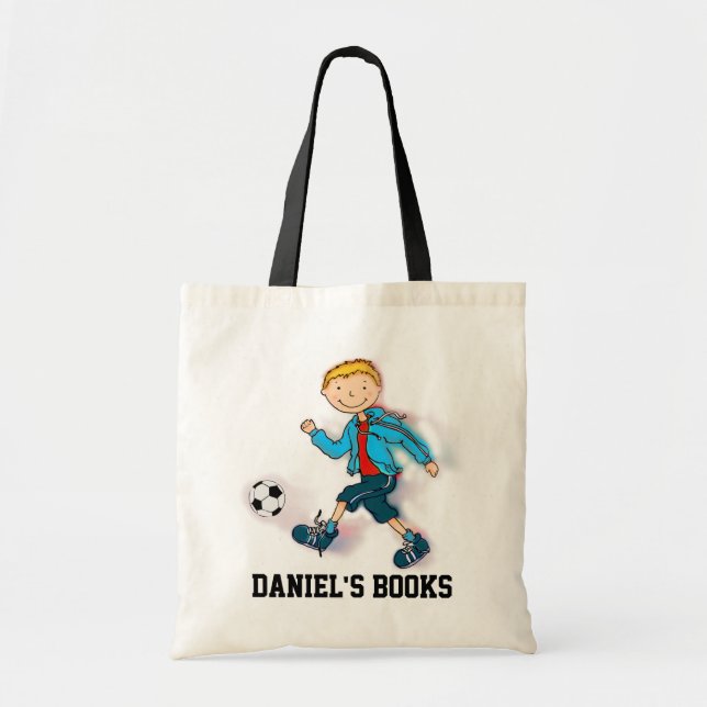 Boys Soccer library book bag (Front)