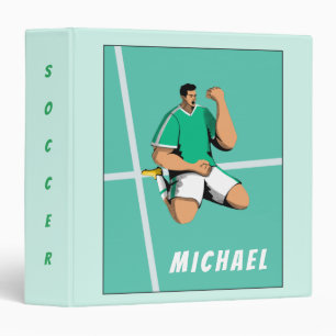 Boys Soccer Player Coach Cool Graphic Illustration 3 Ring Binder