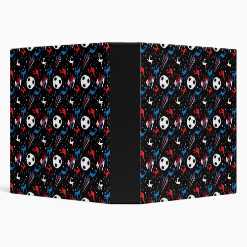 Boys Soccer Player _ Red White Blue Freestyle 3 Ring Binder