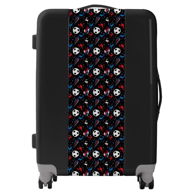 Boys Soccer Player - Red White Blue Freestyle Luggage (Front)