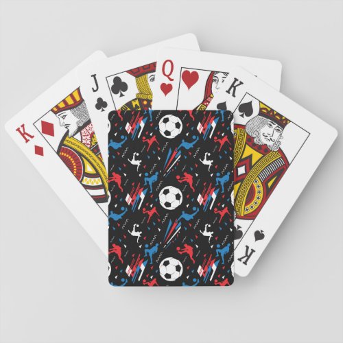 Boys Soccer Player _ Red White Blue Freestyle Poker Cards