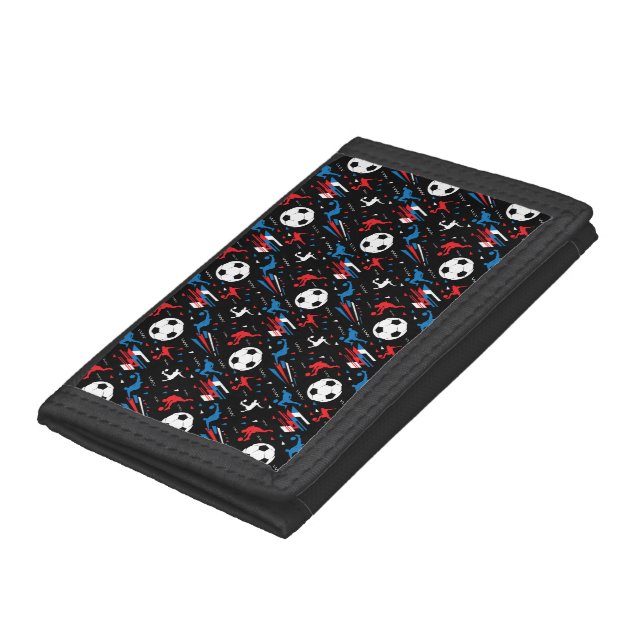 Boys Soccer Player - Red White Blue Freestyle Trifold Wallet (Bottom)