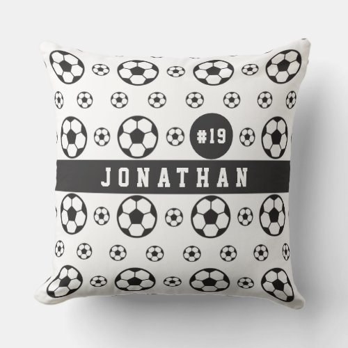 Boys Soccer Players Name  Number Sports Fan Ball Throw Pillow