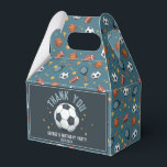 Boys Soccer Sport Kids Birthday  Favor Boxes<br><div class="desc">This cute and modern sports-themed kids birthday thank you favor box design features a blue sports cartoon design, with a soccer ball and stars. The box can be personalized with your boy's name and the date of your party. The perfect sports-themed addition to your child's football birthday party, great for...</div>