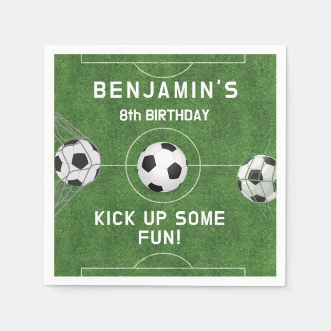 Boys Soccer Sports Birthday Napkins (Front)
