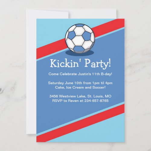 Boys Soccer Themed Birthday Party Invites