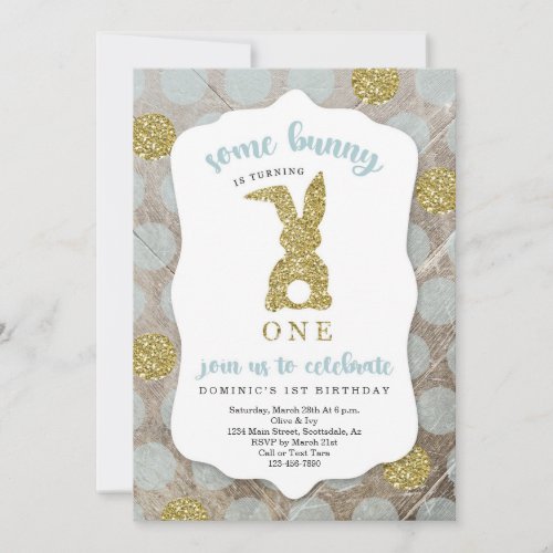 Boys Some Bunny Is Turning One Easter 1st Birthday Invitation