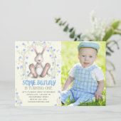 Boys Some Bunny Photo First Birthday Party Invitation (Standing Front)