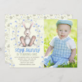 Boys Some Bunny Photo First Birthday Party Invitation (Front/Back)