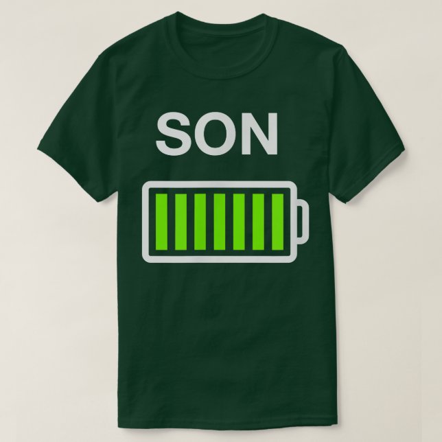 Boys Son Battery   Mommy and Daddy Low Battery  T-Shirt (Design Front)