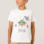 Boys Space Alien Cartoon Rocket Ship and Name T-Shirt