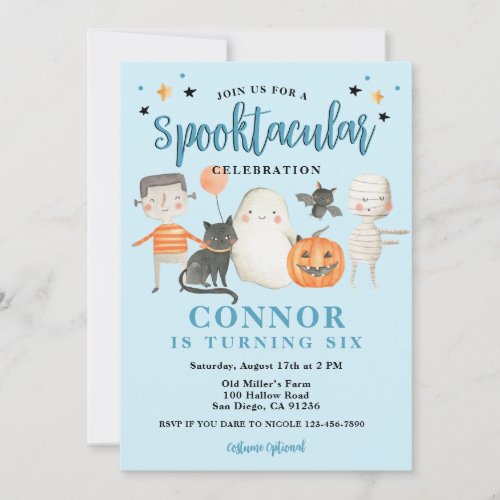Boys Spooktacular Halloween Birthday Party Invitation