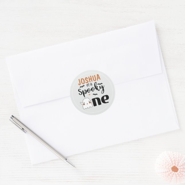 Boy's Spooky One Halloween 1st Birthday  Classic Round Sticker (Envelope)