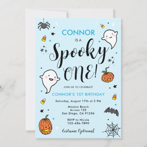 Boys Spooky One Halloween 1st Birthday Invitation