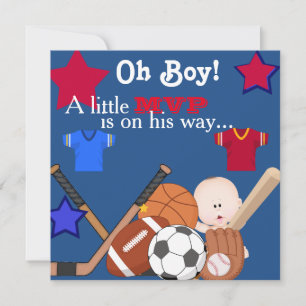 Boys Sports Baby Shower Invitation HOCKEY