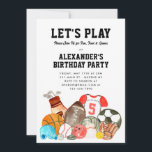 Boys Sports Balls Athletic All Star Kids Birthday Invitation<br><div class="desc">Modern Boys Sports Balls All Star Kids Birthday</div>