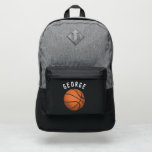 Boys Sports Basketball Kids School Port Authority® Backpack<br><div class="desc">This cool and modern kids backpack features a basketball illustration and space to add your boys name. The perfect gift for any basketball or sports lover,  perfect for your child to take to school or preschool!</div>