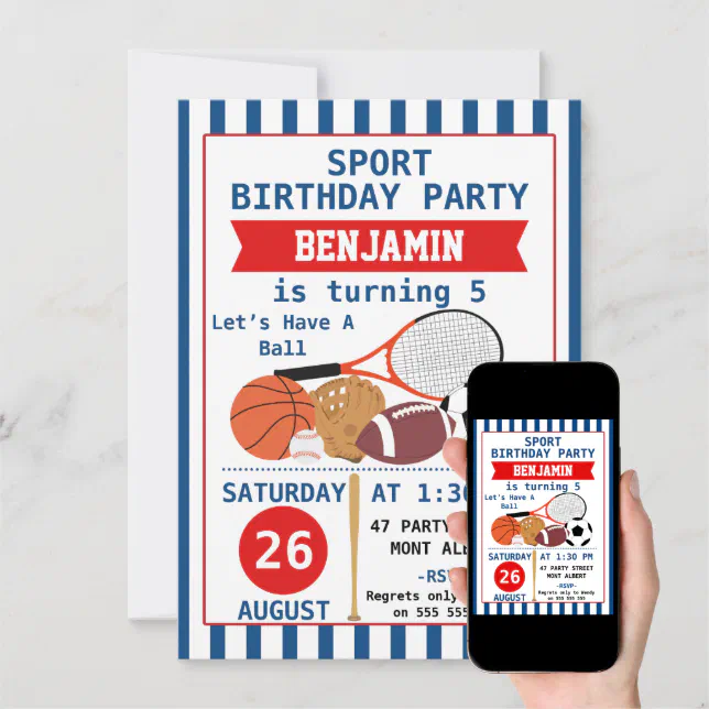 Boys Sports Birthday Party Invitation Zazzle Boys Sports Birthday Party Invitation Zazzle