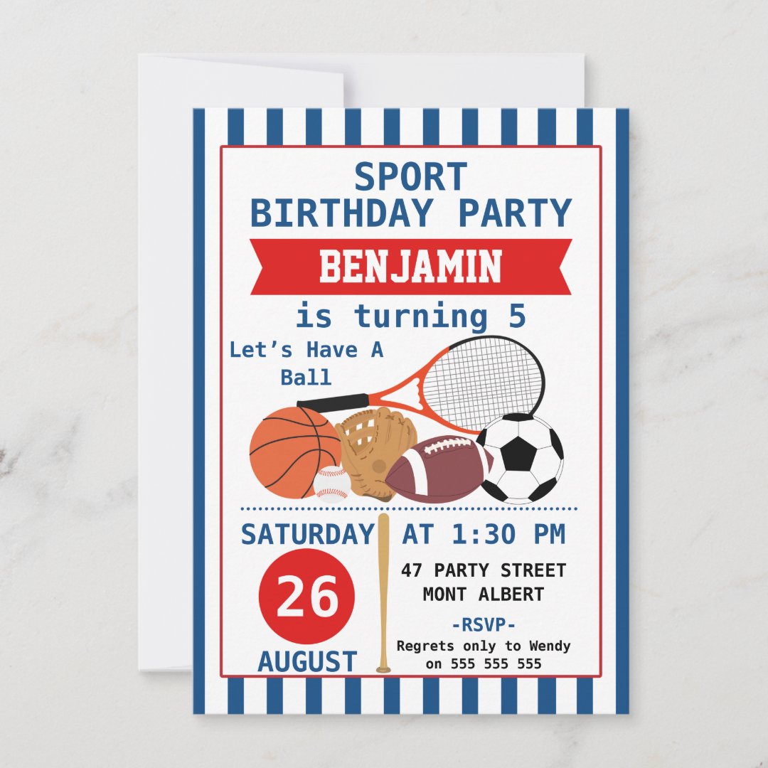 Boys Sports Birthday Party Invitation Zazzle