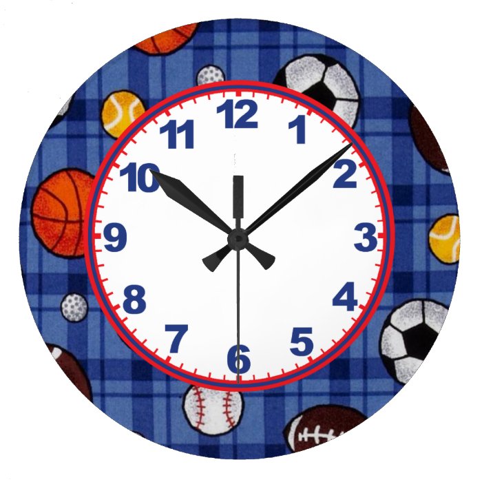 Boys Sports Clock with Numbers Zazzle