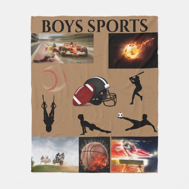 BOYS SPORTS FLEECE BLANKET. (Front)