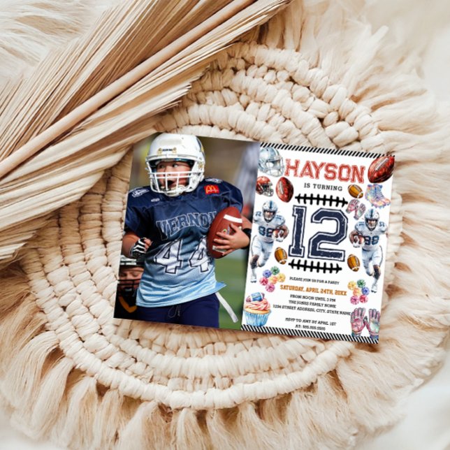 Boys Sports Football Birthday Party 1st Invitation (Creator Uploaded)