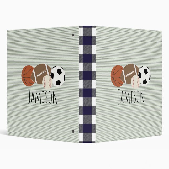 Boys Sports Green Stripe  Notebook 3 Ring Binder (Background)