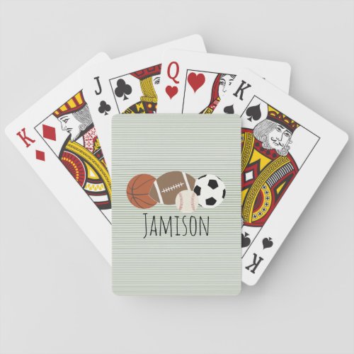 Boys Sports Green Stripe  Playing Cards