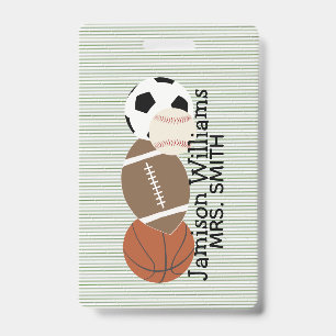 Boys Sports Green Stripe Waterproof Labels Badge